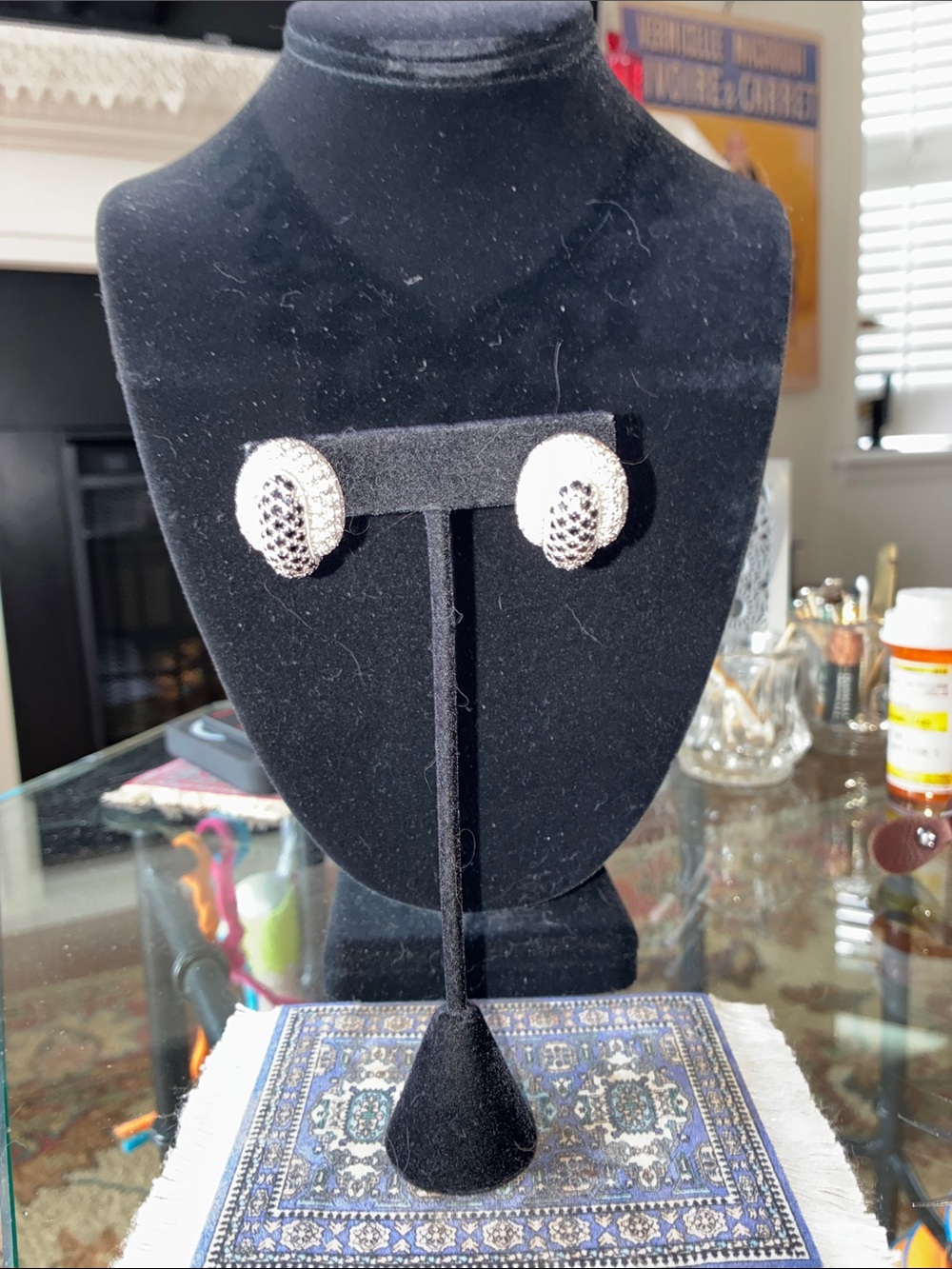 Silver-Tone Textured Dome Clip-On Earrings - Women Jewelry
